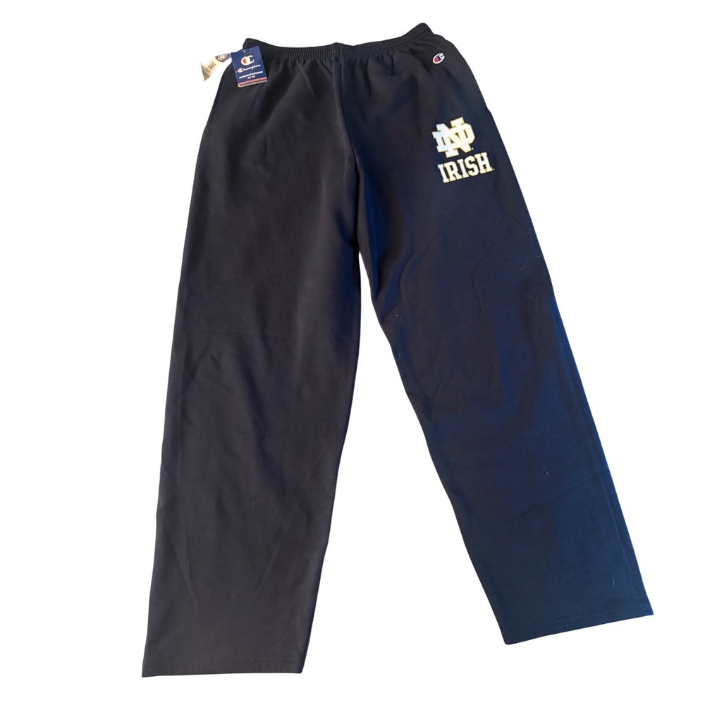 Champion Notre Dame Fighting Irish Sweatpants Navy Blue XL NWT Open Bottom